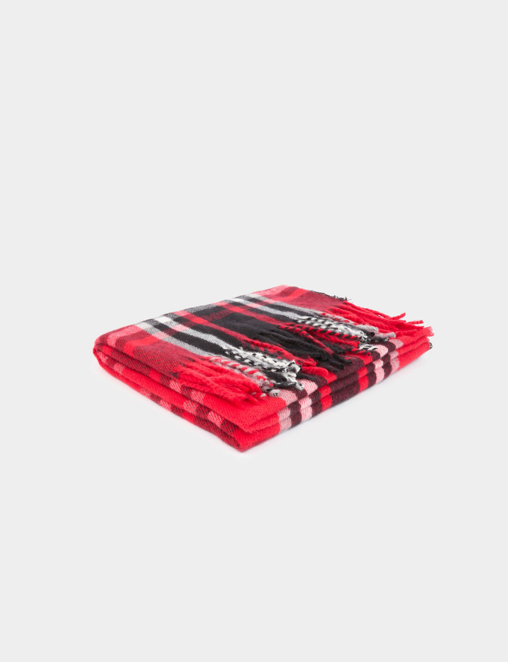 Bufanda de tart&aacute;n rojo mujer