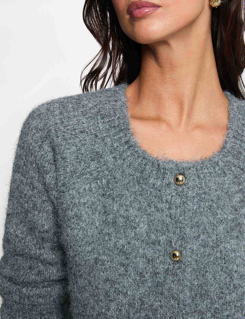 C&aacute;rdigan con cuello redondo gris claro mujer