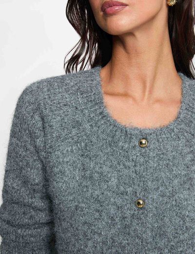 C&aacute;rdigan con cuello redondo gris claro mujer