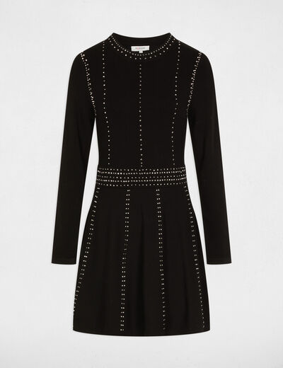 Vestido punto corto ajustado negro mujer