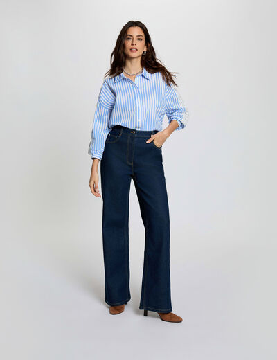 Vaquero ancho de tiro alto denim crudo mujer