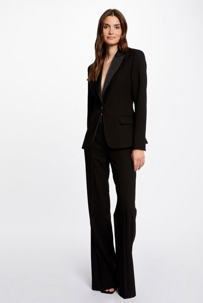 Americana de esmoquin cuello de sat¿n negro mujer
