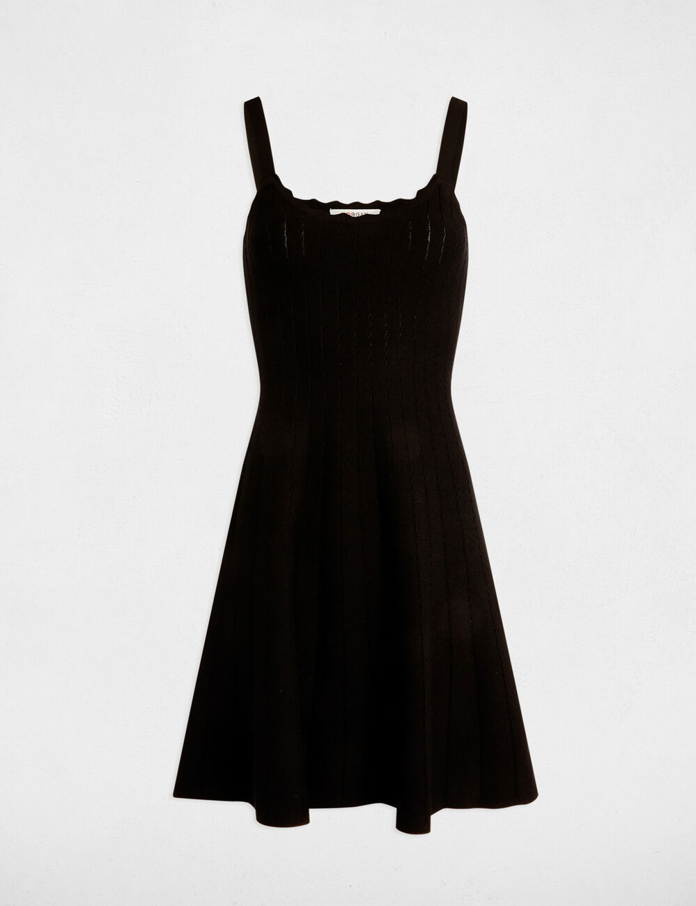 Vestido de punto con tirantes finos negro mujer