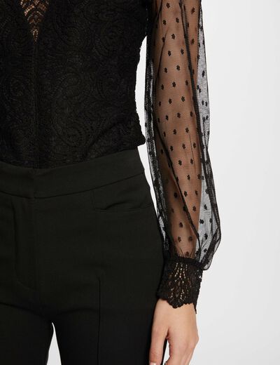 Body manga larga plumeti negro mujer