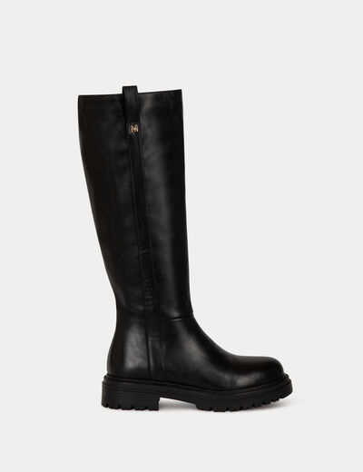 Botas planos con suela gruesa negro mujer