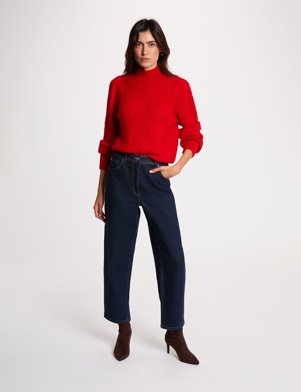 Jersey con cuello alto rojo mujer