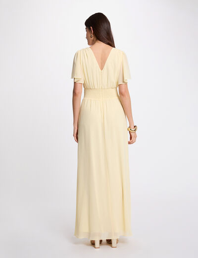 Vestido largo fluido amarillo pastel mujer
