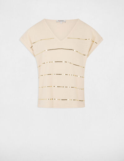 Camiseta manga corta creme mujer