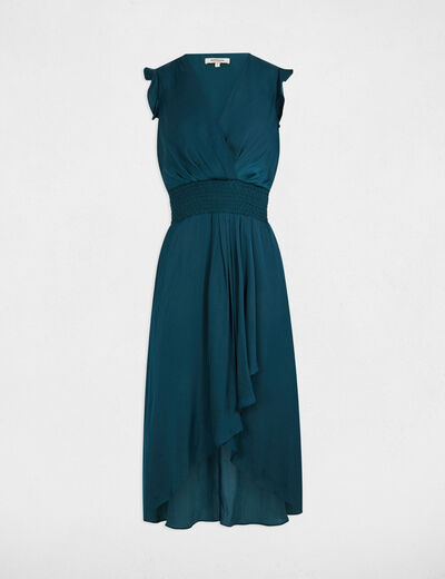 Vestido recto holgado sin mangas azul petróleo mujer