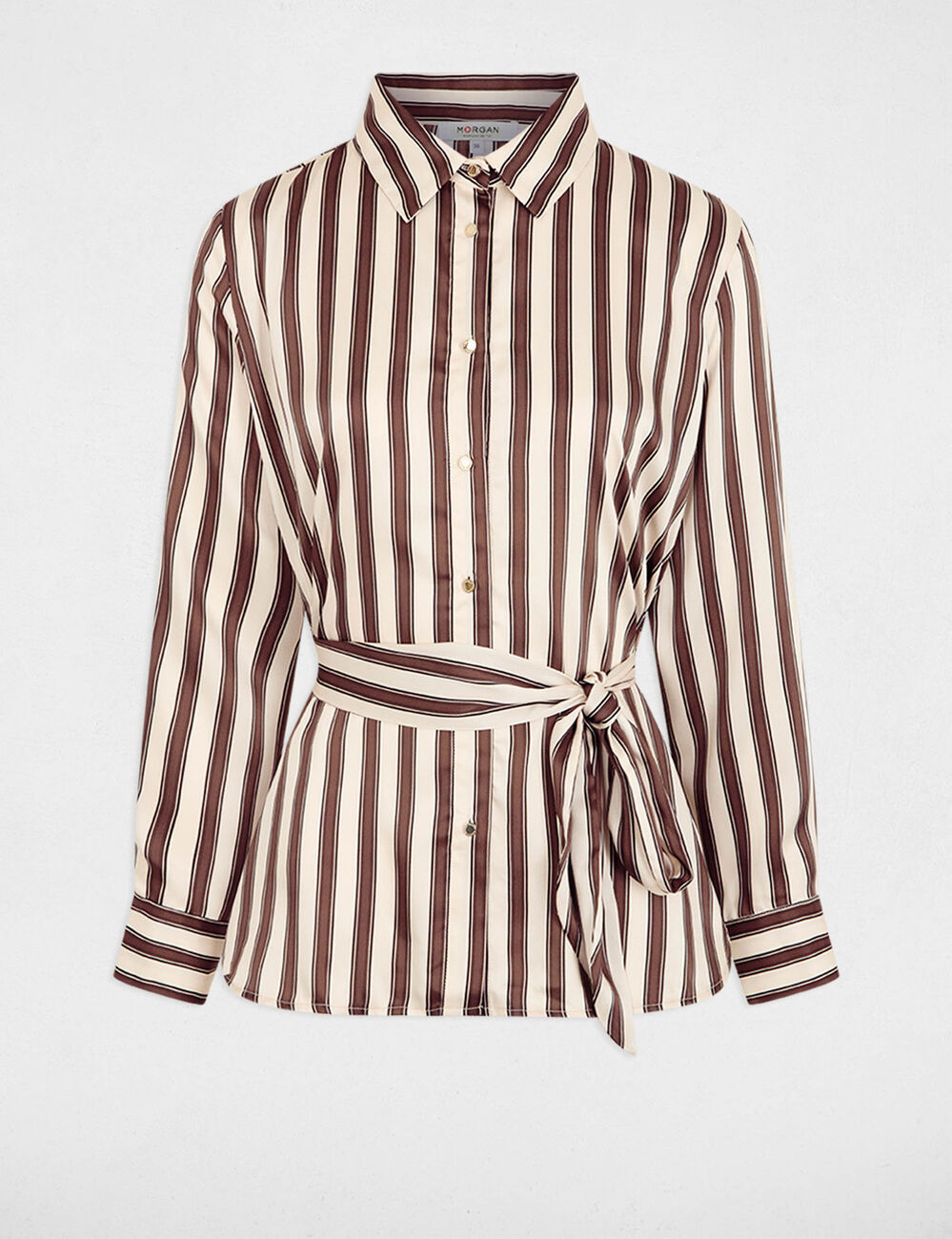 Camisa de rayas con cintur&oacute;n multicolor mujer
