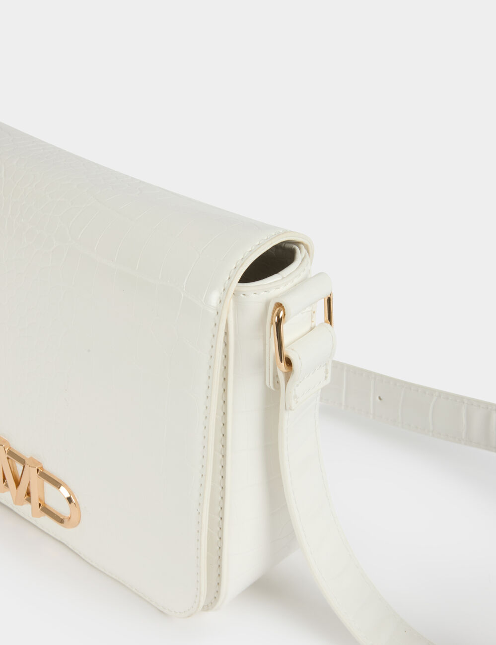 Bolso bandolera efecto cocodrilo marfil mujer