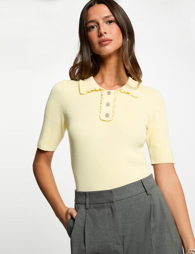 Jersey con cuello vuelto amarillo pastel mujer