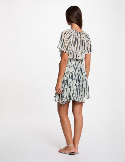 Vestido corto con cuello en V multicolor mujer