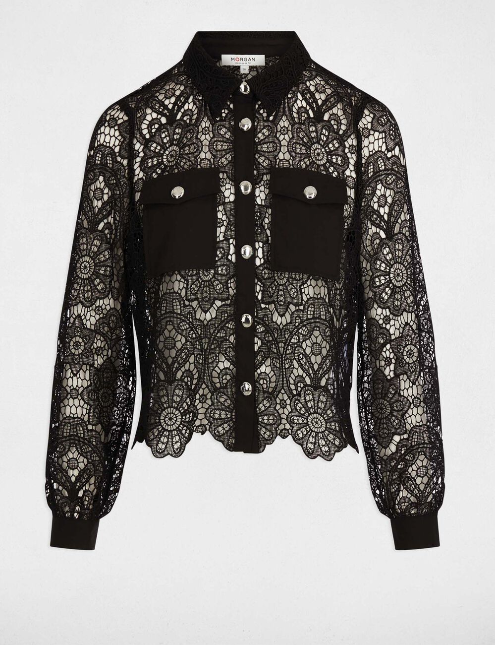 Camisa manga larga negro mujer