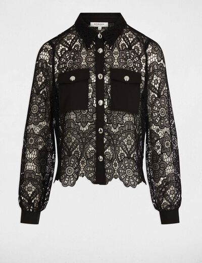 Camisa manga larga negro mujer