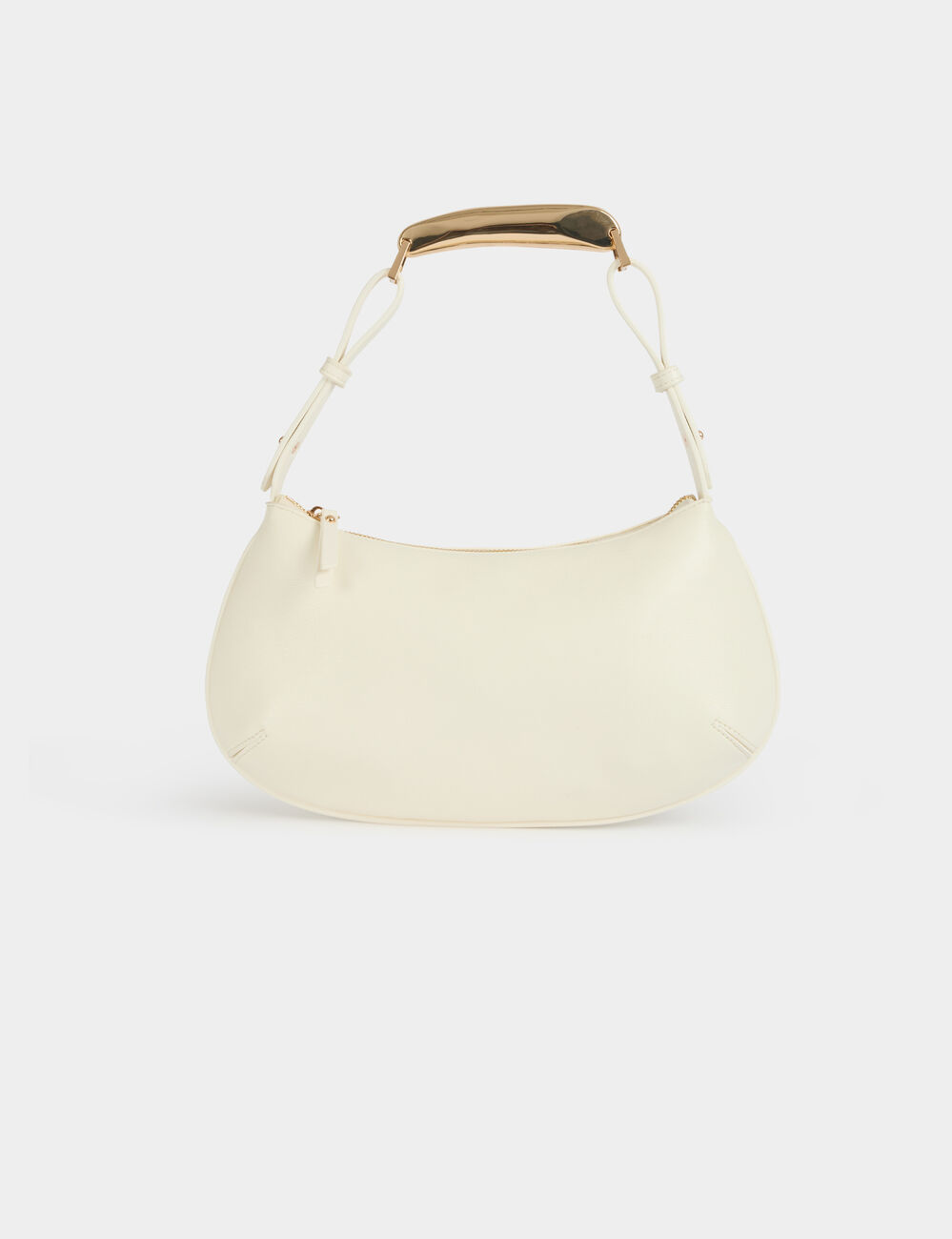 Bolso con asa met&aacute;lica blanco mujer