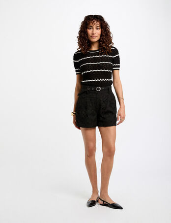 Short encaje talle alto negro mujer