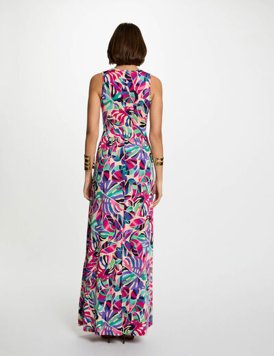 Vestido largo recto estampado multicolor mujer