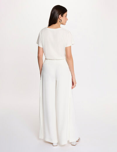 Pantal&oacute;n ancho fluido blanco mujer