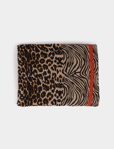 Fular plisado estampado multicolor mujer