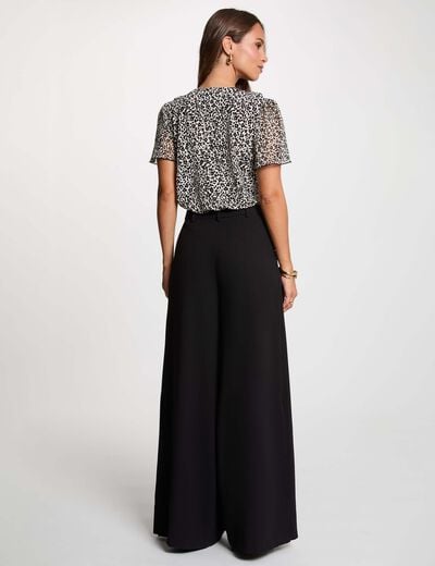 Blusa de gasa con cuello en v blanco mujer