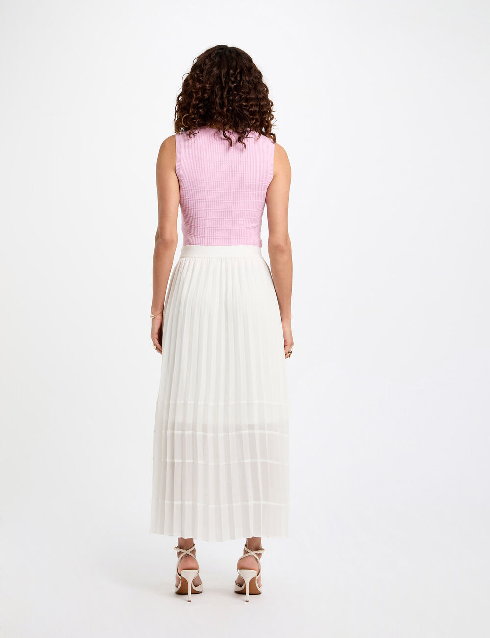 Top punto sin mangas rosa pastel mujer