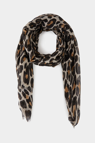 Fular estampado animal marrón mujer