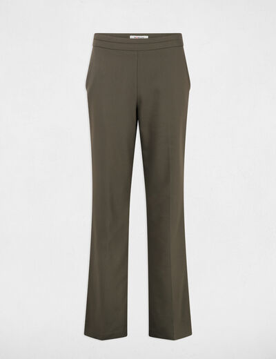 Pantalón cigarette con pinzas verde caqui mujer