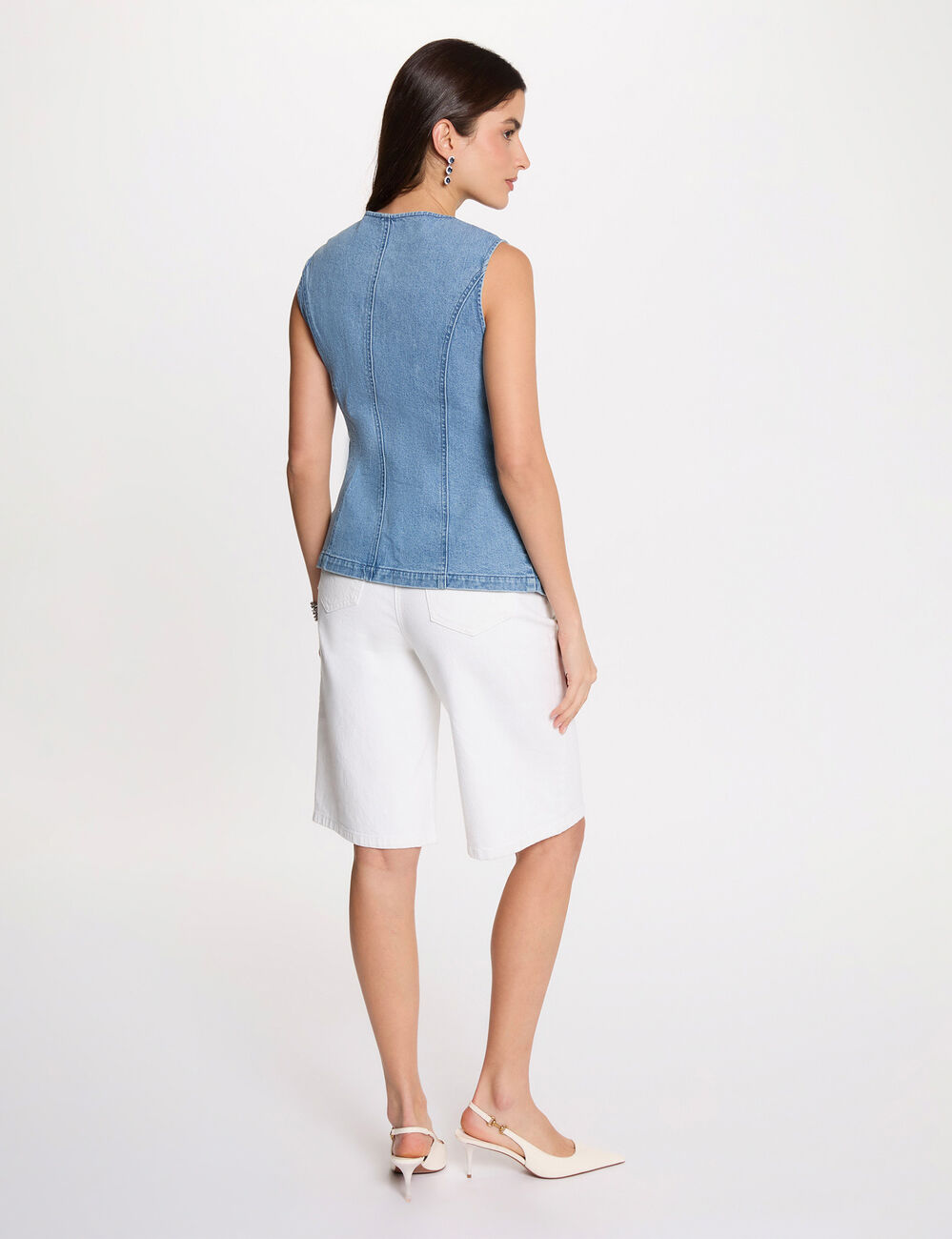 C&aacute;rdigan vaquero sin mangas denim doble stone mujer