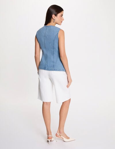C&aacute;rdigan vaquero sin mangas denim doble stone mujer