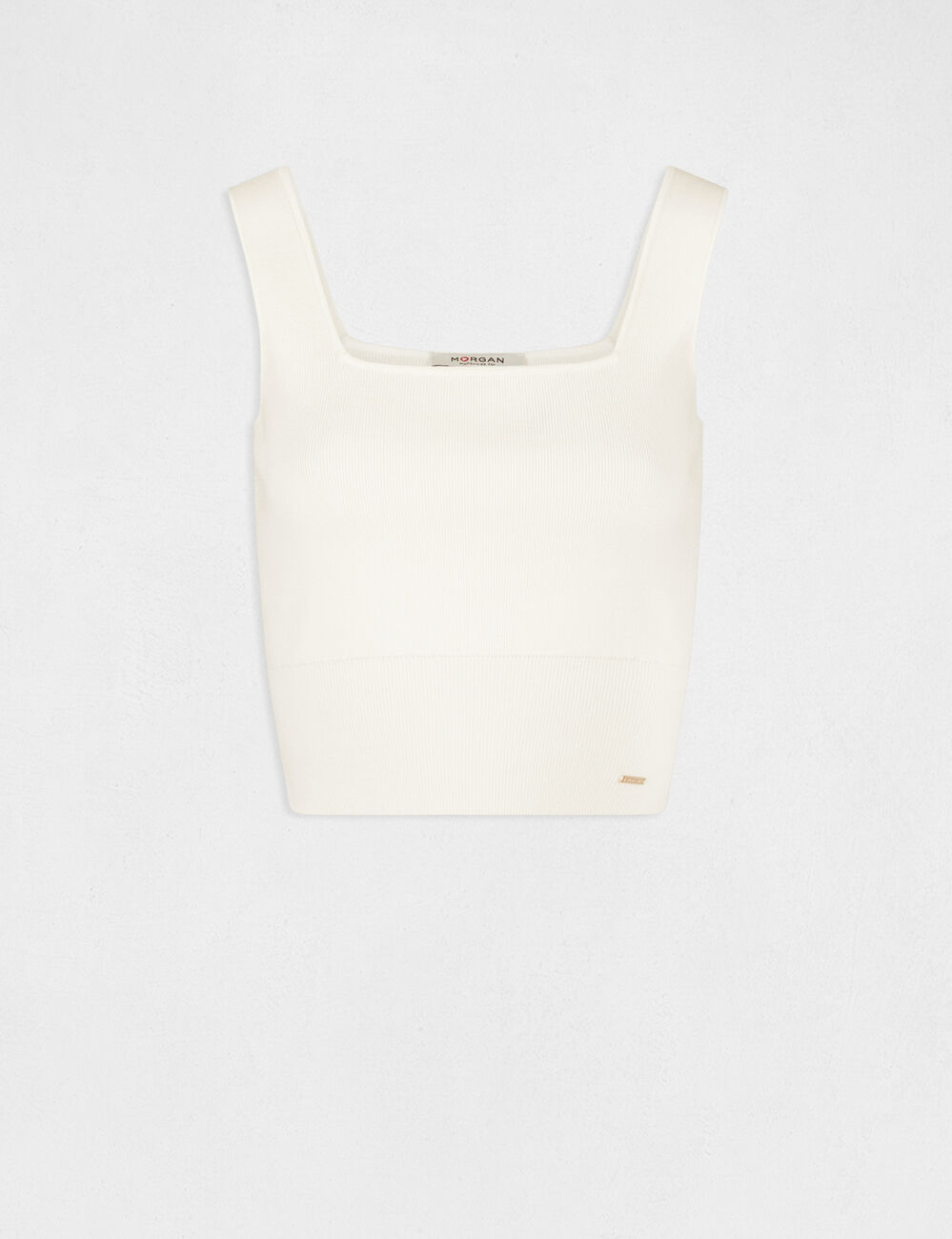 Top punto tirantes anchos marfil mujer
