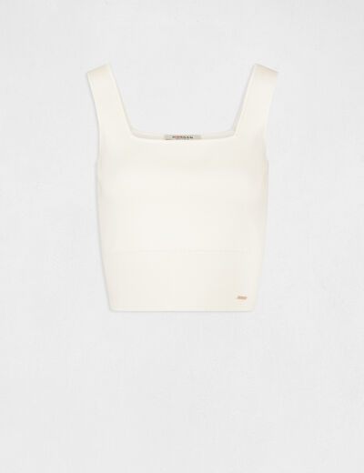 Top punto tirantes anchos marfil mujer