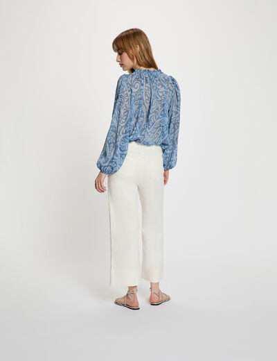 Top de mangas abullonadas multicolor mujer