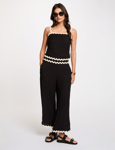 Pantal&oacute;n ancho 7/8 negro mujer