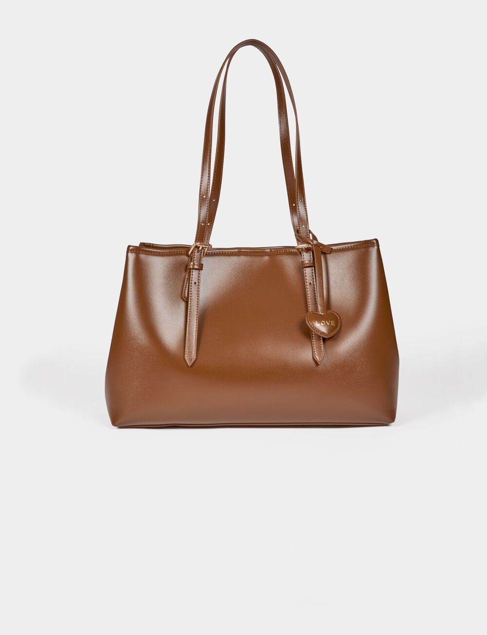 Bolso tote de piel sint&eacute;tica marr&oacute;n mujer