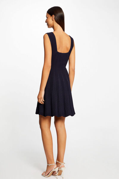 Vestido de punto de patinadora tirantes marino mujer