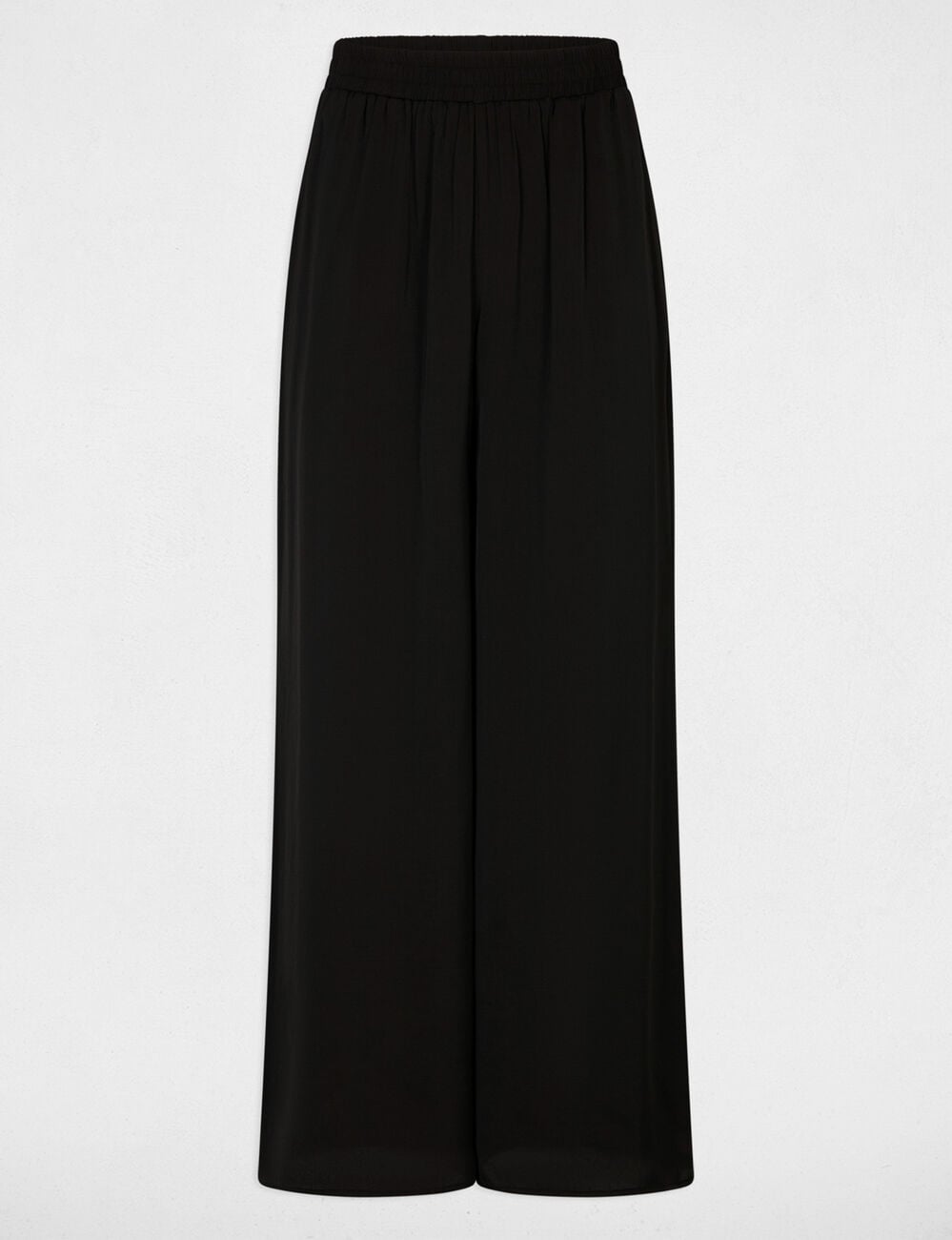 Pantal&oacute;n ancho fluido negro mujer