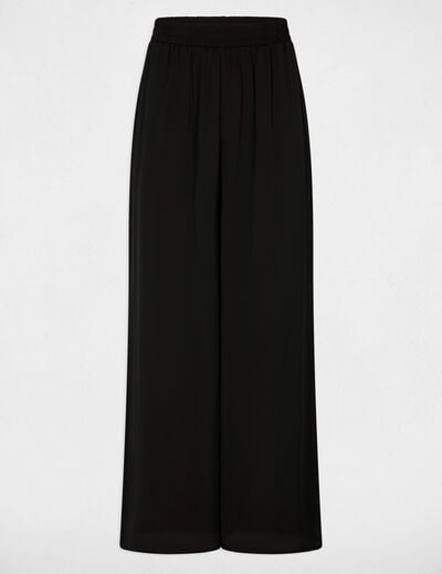 Pantal&oacute;n ancho fluido negro mujer