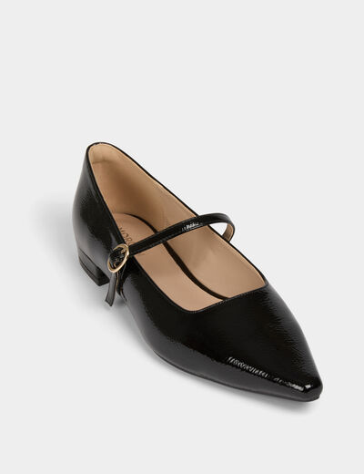Bailarinas plateadas de charol negro mujer