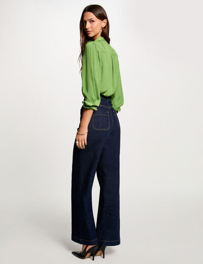 Blusa manga larga vert anis mujer
