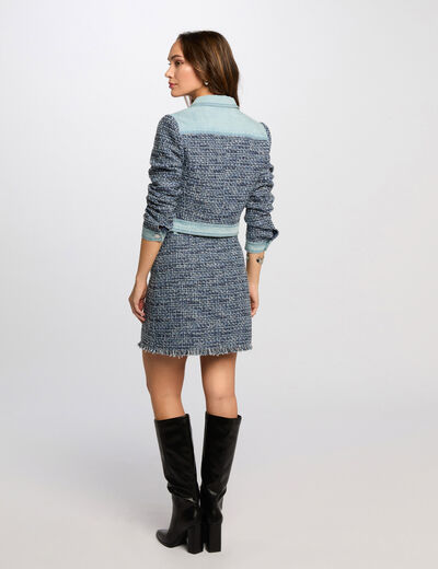 Falda corta de tweed multicolor mujer