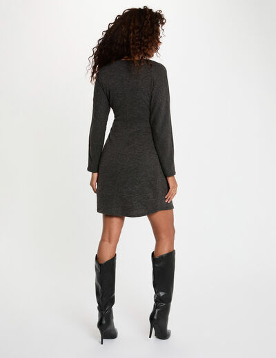 Vestido corto cruzado gris moyen mujer