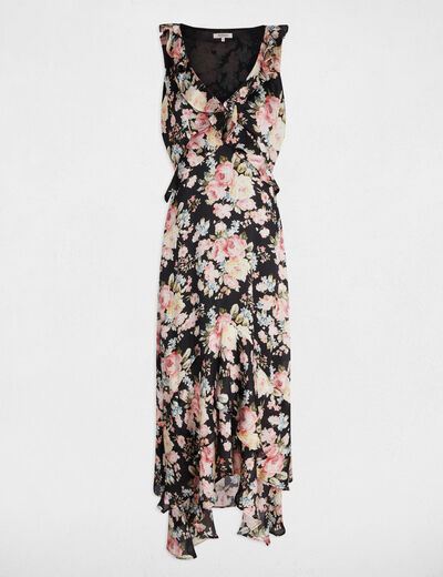 Vestido largo recto estampado multicolor mujer