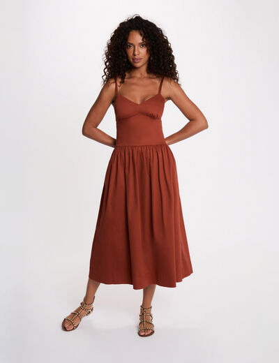Vestido escote tirantes finos marr&oacute;n co&ntilde;ac mujer