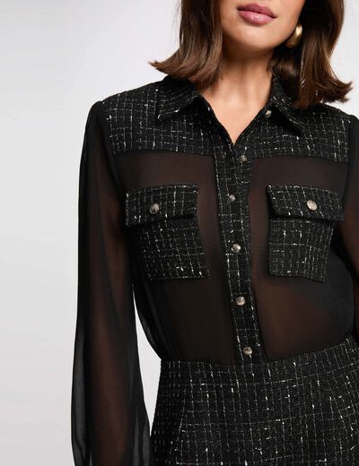 Vestido corto bicolor negro mujer