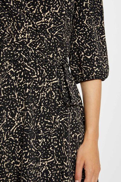 Vestido largo cruzado estampado multico mujer