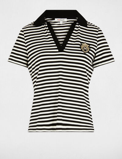Camiseta manga corta rayas blanco mujer