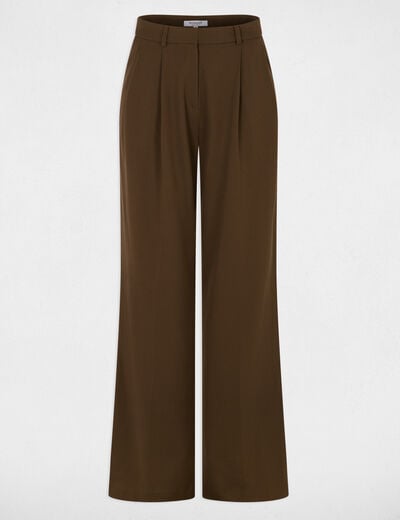 Pantal&oacute;n ancho de tiro alto verde caqui mujer