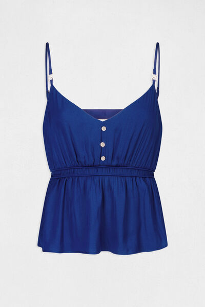Blusa con tirantes finos y adorno azul eléctrico mujer