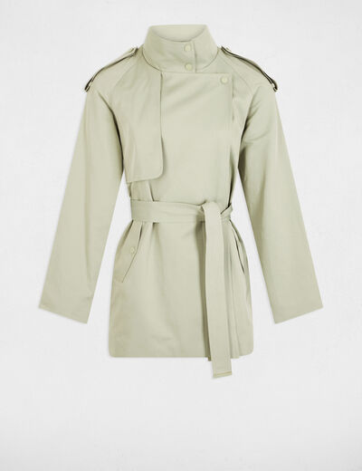 Gabardina corta holgada verde claro mujer